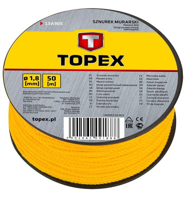 Topex 13A905 kőműves zsinór, Ø1.5 mm, 50 m termék fő termékképe